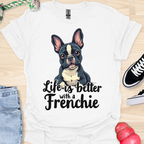 Life is better with a frenchie - V6 - Elegant Graphic T-Shirt